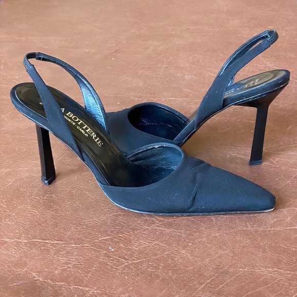 La Botterie Monte Carlo Black Pointed Toe Sling Back - Picture 4 of 15